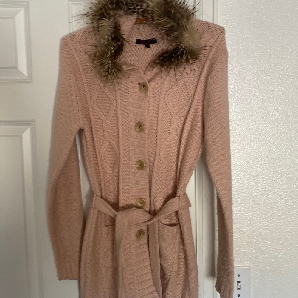 KanD Los Angeles  soft sweater , feathered lined hood. 55%cotton 45% acrylic